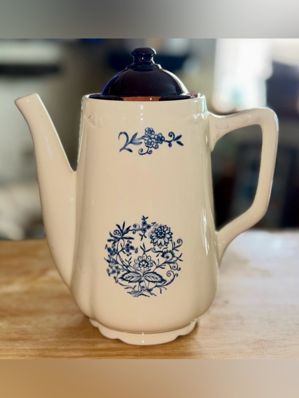 Dresden Blue Floral Porcelain Coffee Pot with mismatched lid